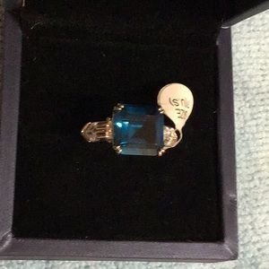 Italo Ocean Blue/Turquoise & White Sapphire Sterling Silver ring.